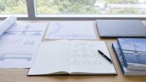 技術士建設部門の論文骨子をノートに整理する学習机