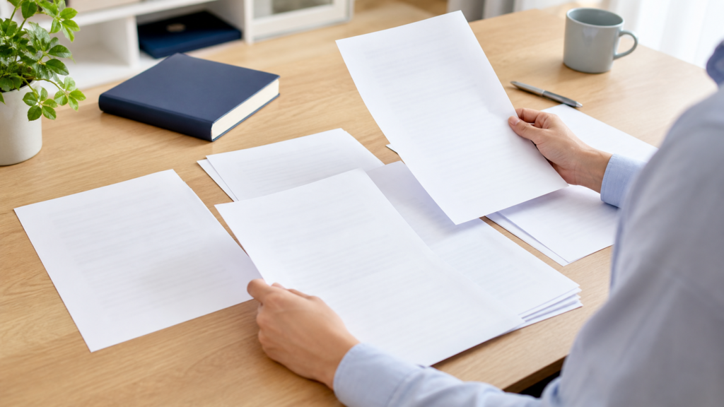 技術士二次試験の答案を採点者目線で確認する勉強机